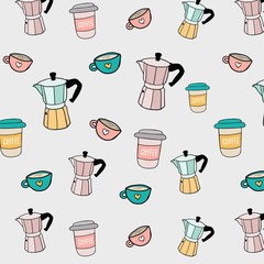 seamless background with coffee cups