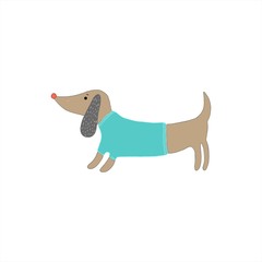 Cutedachshu d illustration in blue tshirt