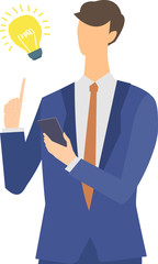 スマートフォンを操作する男性のベクターイラスト スマホ