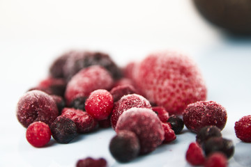 Frozen Red Berries as detailed shot...