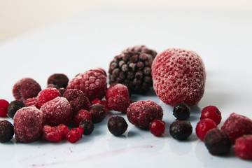 Frozen Red Berries as detailed shot...