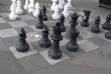 Schach in einer Fussgängerzone Stockholm, Schweden 