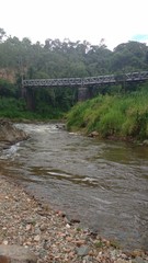 River and stones under bridge in the interior of Santa Catarina.