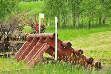 A cross-country a Log fences obstacles in a cross country event