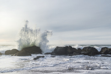 Powerful waves splashing