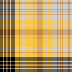 Seamless pattern in gray, black, brown and yellow colors for plaid, fabric, textile, clothes, tablecloth and other things. Vector image.