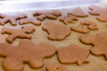 Cookies on a baking sheet. Close up
