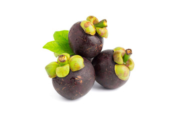 Mangosteens Queen of fruits, mangosteen on isolated white background