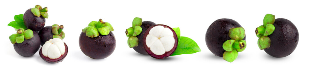Mangosteens Queen of fruits, mangosteen on isolated white background