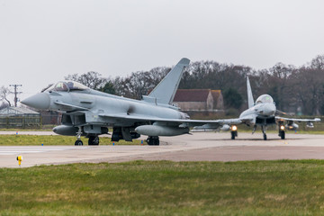 Fototapeta na wymiar RAF Typhoon FGR4 duo