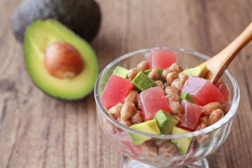 Natto factory and natto dishes.