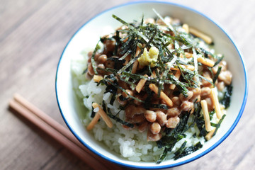 Natto factory and natto dishes.
