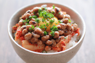 Natto factory and natto dishes.