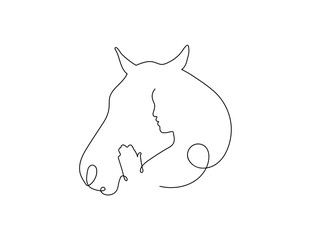 Line Drawing of Horse and person