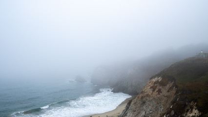 Fototapeta premium coast over the fog and mist, highway 101, california