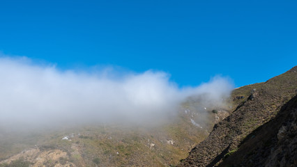 fog over the mountains, california