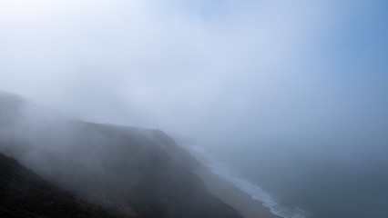 coast in the mist along the highway 101