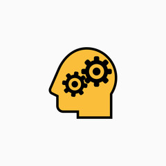 Artificial intelligence head & brain icon. Vector AI technology concept symbol or design element in flat style.