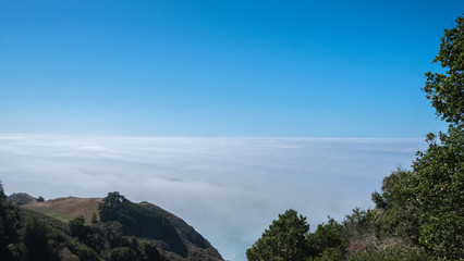 Fototapeta na wymiar sea of mist over the forest, california