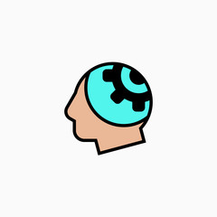 Artificial intelligence head & brain icon. Vector AI technology concept symbol or design element in flat style.