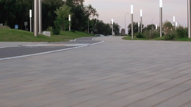 Young Pro Female Skateboarder Skateboarding In The Park