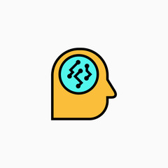 Artificial intelligence head & brain icon. Vector AI technology concept symbol or design element in flat style.