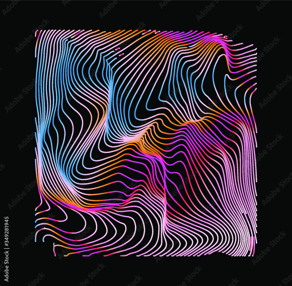 Aufkleber holographic surface with glitched wavy texture. retrofuturistic illustration in 80s-90s synthwave an