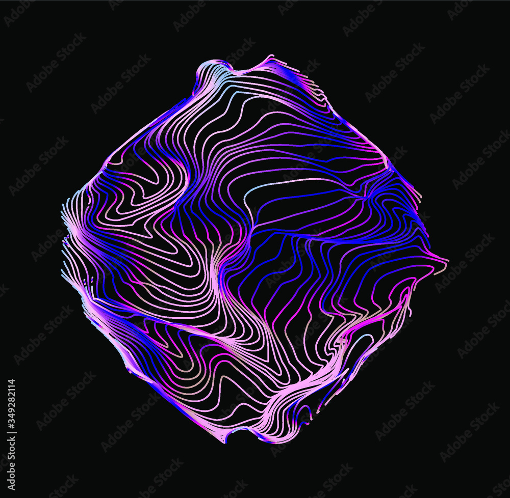 Aufkleber illuminated holographic circle with glitched wavy texture. retrofuturistic illustration in 80s-90s s