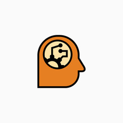 Artificial intelligence head & brain icon. Vector AI technology concept symbol or design element in flat style.