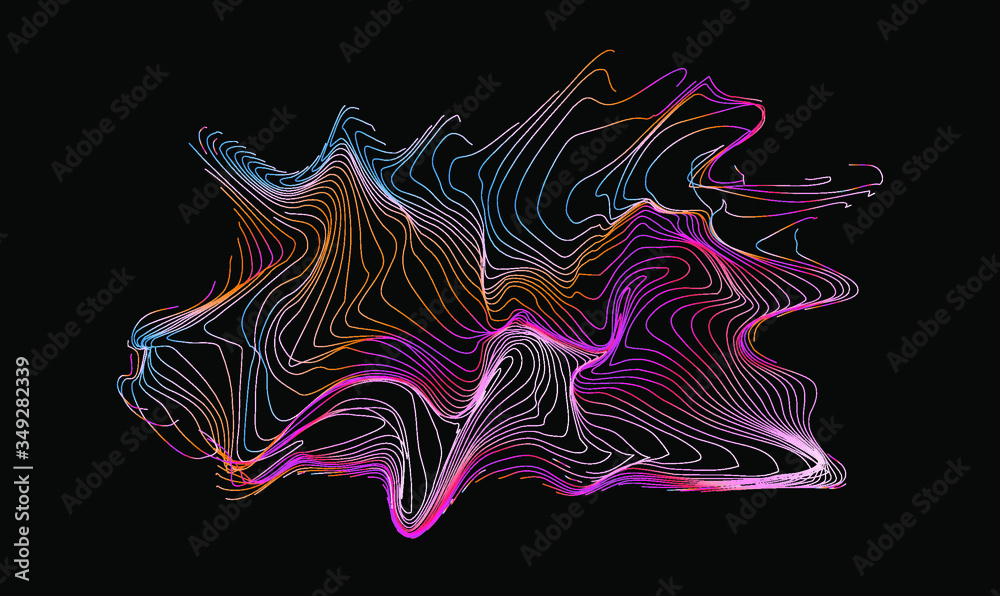 Poster holographic surface with glitched wavy texture. retrofuturistic illustration in 80s-90s synthwave an