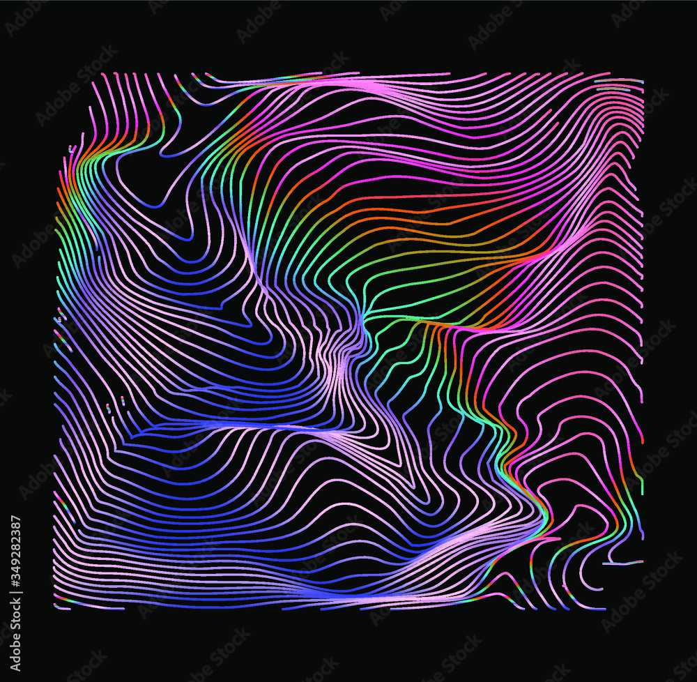 Aufkleber holographic surface with glitched wavy texture. retrofuturistic illustration in 80s-90s synthwave an