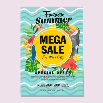 Summer Mega Sales Flat Style Tropical Theme