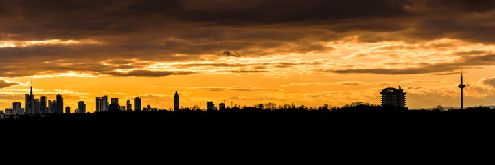 Fototapeta na wymiar Frankfurt panorama during the golden hour