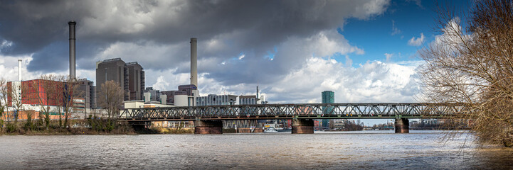 panoramic frankfurt skyline stock photo
