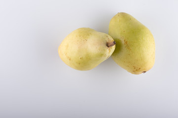 fresh pear closeup on a white background