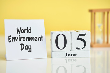 World Environment Day 05 fifth june Month Calendar Concept on Wooden Blocks.