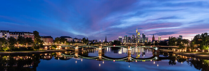 Fototapeta na wymiar panorama of frankfurt skyline during the blue hour