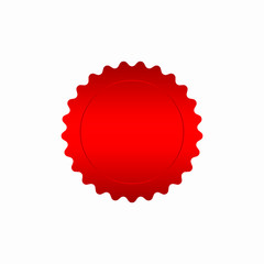 Round red badge isolated on a white background, seal stamp red luxury elegant banner con, Vector illustration certificate red foil seal or medal isolated.