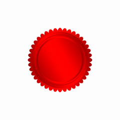 Round red badge isolated on a white background, seal stamp red luxury elegant banner con, Vector illustration certificate red foil seal or medal isolated.