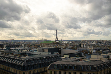 Fototapeta na wymiar Photo of the Paris skyline in France during a cloudy day