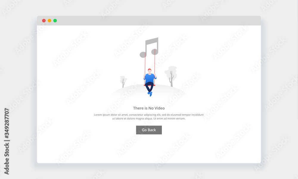Wall mural modern flat design concept of there is no music for website and mobile website. empty states page te