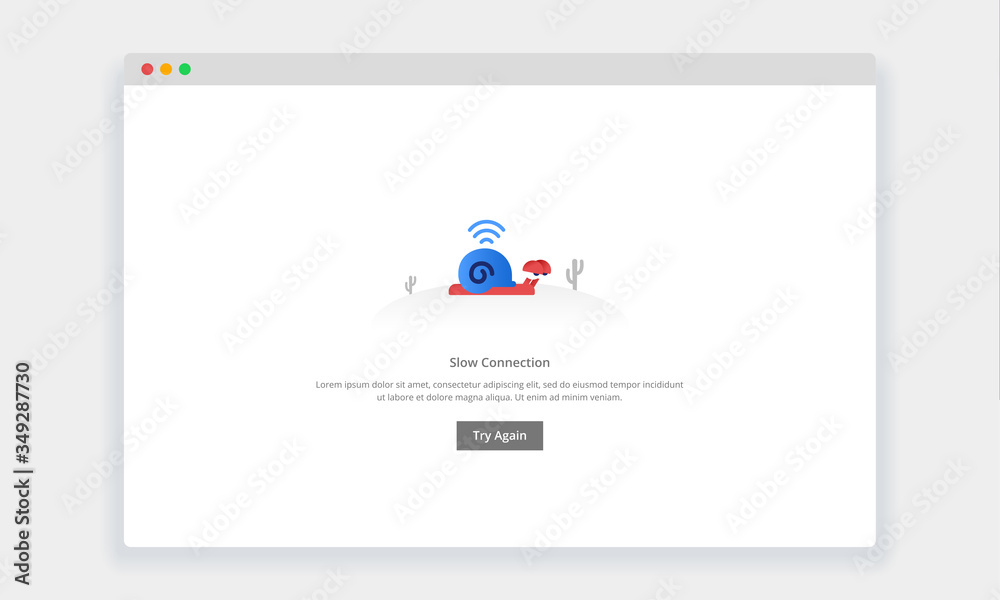 Wall mural modern flat design concept of snail walk slowly, slow connection for website and mobile website. emp