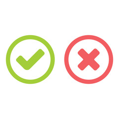 Check mark icons, x or tick approve. vector icon for apps and websites.