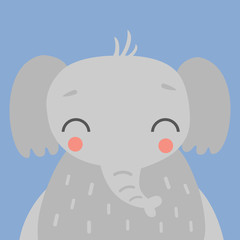 Cute Elephant Portrait Vector Illustration