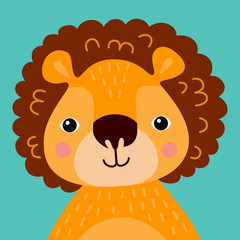 Cute Lion Portrait Vector Illustration
