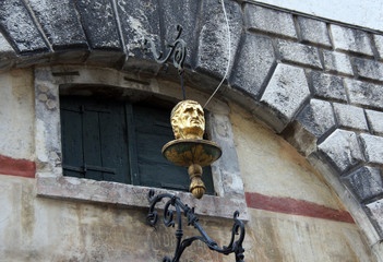 The Rialto Golden Head in Venice, Italy.