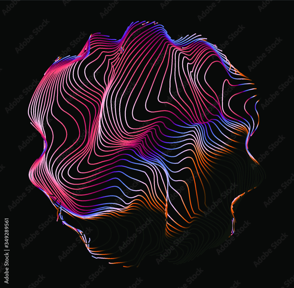Aufkleber illuminated holographic circle with glitched wavy texture. retrofuturistic illustration in 80s-90s s