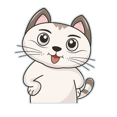 Cute cartoon cat. Graphic element for kids, greeting card, cover and sticker.