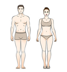 Man and woman in lingerie. Vector illustration.