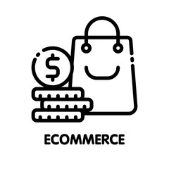Icon Ecommerce business outline style icon design  illustration on white background